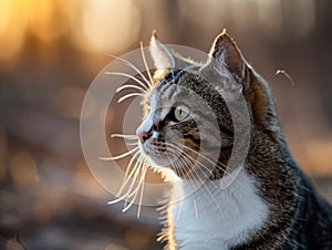 a cat with white whiskers