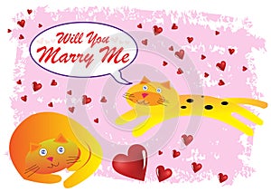 Cat Will You Marry Me Illustration