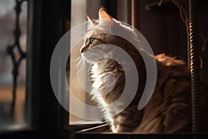 Cat window looking closeup. Generate Ai