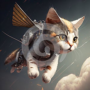 cat with wings. AI generated