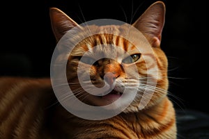 Cat with yuck grimace. Kitten face with negative reaction. Generated AI.