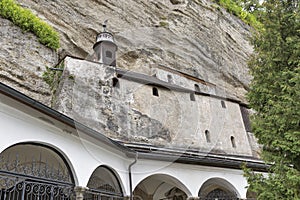 Catacombs carved into the rocks of Monchsberg in Salzburg, Austria