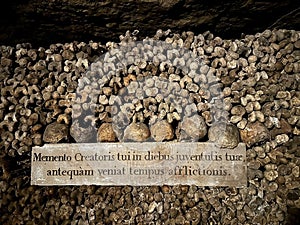 The Catacombs of Paris, an underground ossuaries in Paris, France