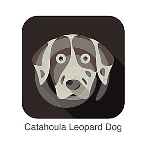 Catahoula leopard dog face flat icon, dog series