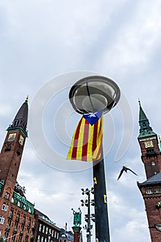 A Catalan flag flying in the wind