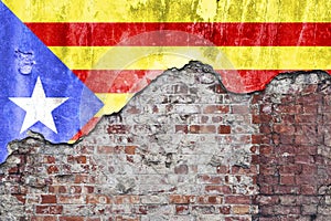 Catalan Flag On Grungy Wall