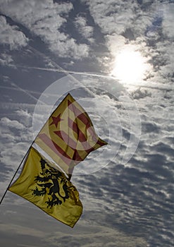 Catalan flags under the sky