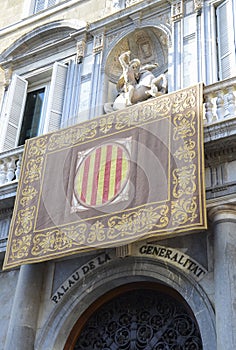 Catalan government palace with its flag