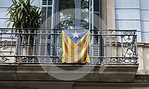 Catalan independentist flag on a balcony