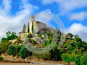 Catalan settlement Montfalco Murallat on a hilltop photo