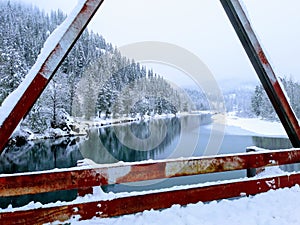 Cataldo Bridge cda river in winter