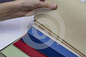 Samples of artificial leather for sewing