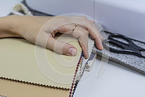 Samples of artificial leather for sewing