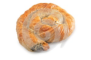 catalog bakery borek, burek vertuta Spiral-shaped Greek Cheese pie filling meat or cottage cheese