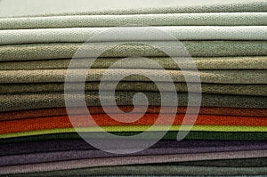 Catalog of multicolored cloth from matting fabric texture background, silk fabric texture.