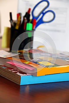 Catalogs on office desk