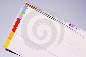 Catalogue with colored pages