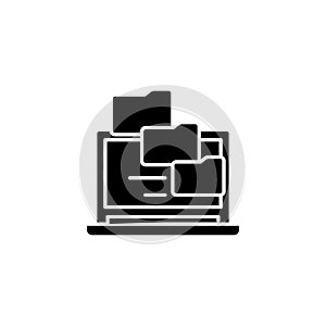 Catalogued database black icon concept. Catalogued database flat vector symbol, sign, illustration. photo