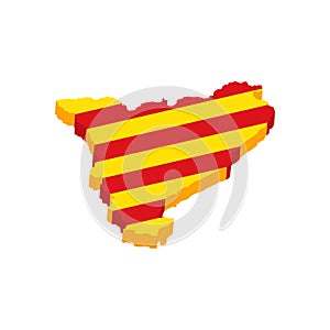 Catalonia 3d barcelona map border flag icon illustration