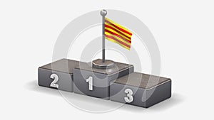 Catalonia 3D waving flag illustration on winner podium.
