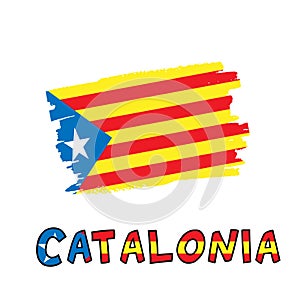 Catalonia blue estelada national flag painted as colorful brush stroke photo