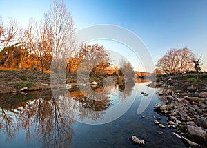 Catalonia Congost river sunset river trees photo