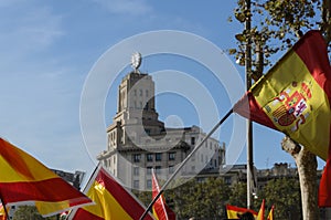 Catalonia and Spain flags photo