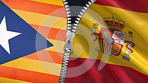 Catalonia and Spanish flag