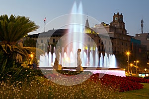 Catalonia Square in night Barcelona, Spain