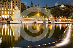 Catalonia Square in night Barcelona, Spain photo