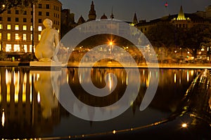 Catalonia Square in night Barcelona, Spain photo