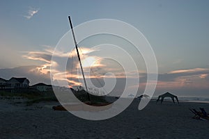 Catamaran on beach, Sunrise