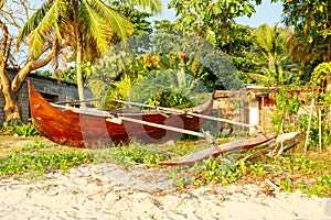 Catamaran boat in beach in Nosy Be Madagascar