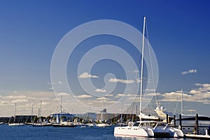 Catamaran Docked at Newport Marina