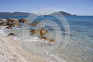 Catamaran moored off Fitzroy Island