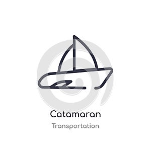 catamaran outline icon. isolated line vector illustration from transportation collection. editable thin stroke catamaran icon on