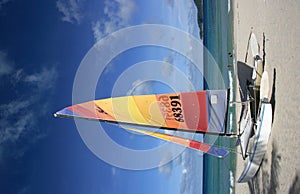 Catamaran sail on the beach