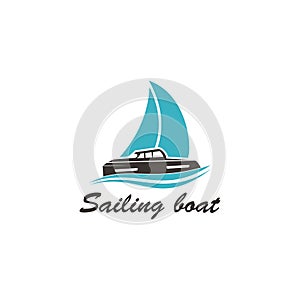 Catamaran sailboat vector logo
