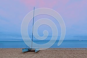 Catamaran on a sandy beach