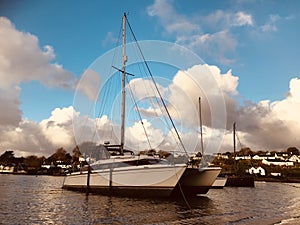 Catamaran on the shoreline in Penpol Creek