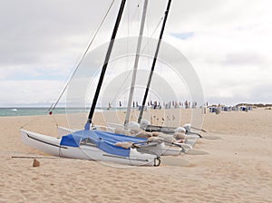 Catamarans on the beach of Fuerteventura