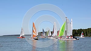 Catamarans go in the regatta by sea 022