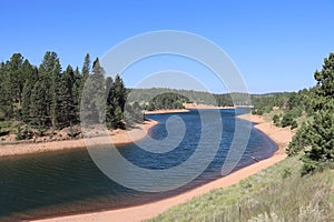 Catamount Reservoir, located at the base of Pikes Peak in the Rocky Mountains of Colorado