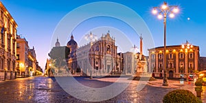 Catania Cathedral at night, Sicily, Italy