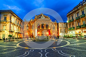 Catania, Sicily island, Italy: The facade of the theater Massimo Bellini photo