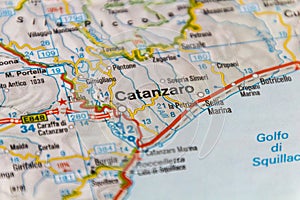 Catanzaro, Italy on a road ma