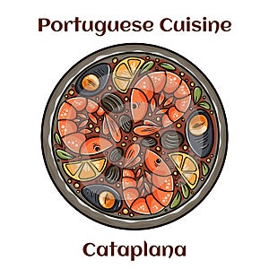 Cataplana Portugese Seafood Dish. With lobster, shrimp, mussels and more