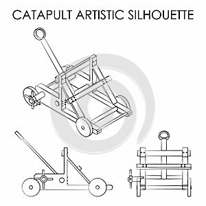 Catapult outline like a brushstrokes and multiple views.