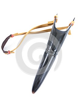 Catapult or slingshot isolated on white background. horn catapult isolated