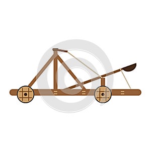 Catapult vector medieval illustration isolated wooden old war white weapon ancient siege cartoon